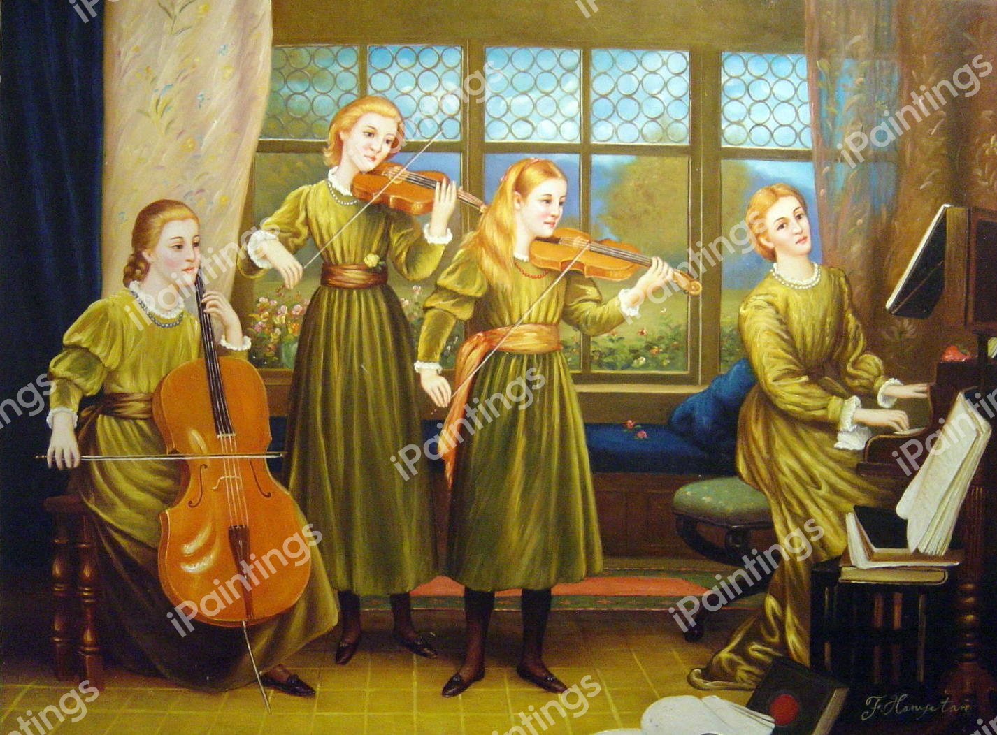 The Home Quartet. The painting by Arthur Hughes