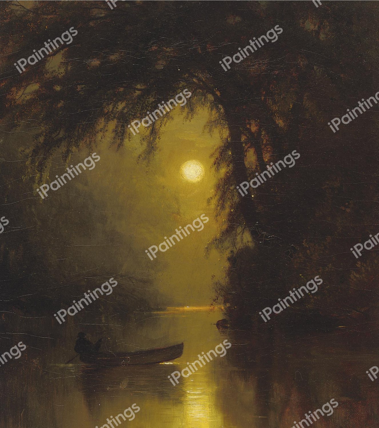 Moonlit Landscape. The painting by Arthur Parton