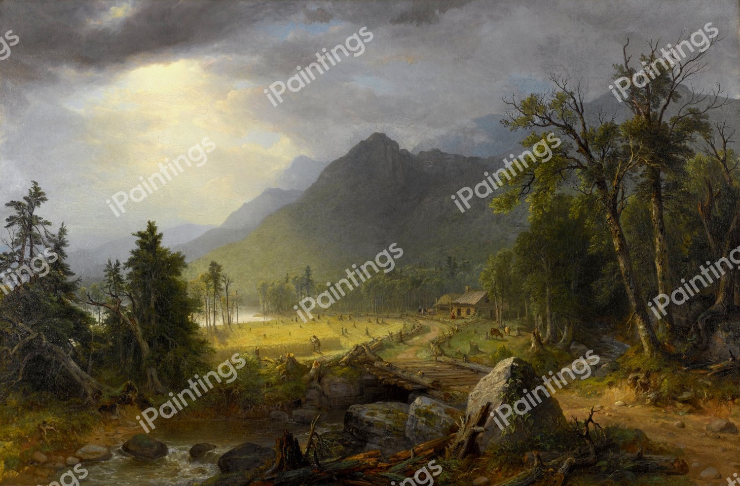 The First Harvest in the Wilderness. The painting by Asher Brown Durand