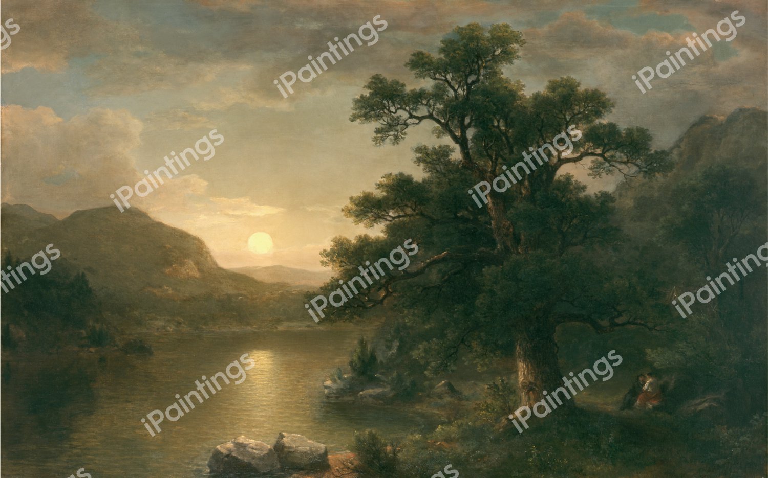 The Trysting Tree. The painting by Asher Brown Durand