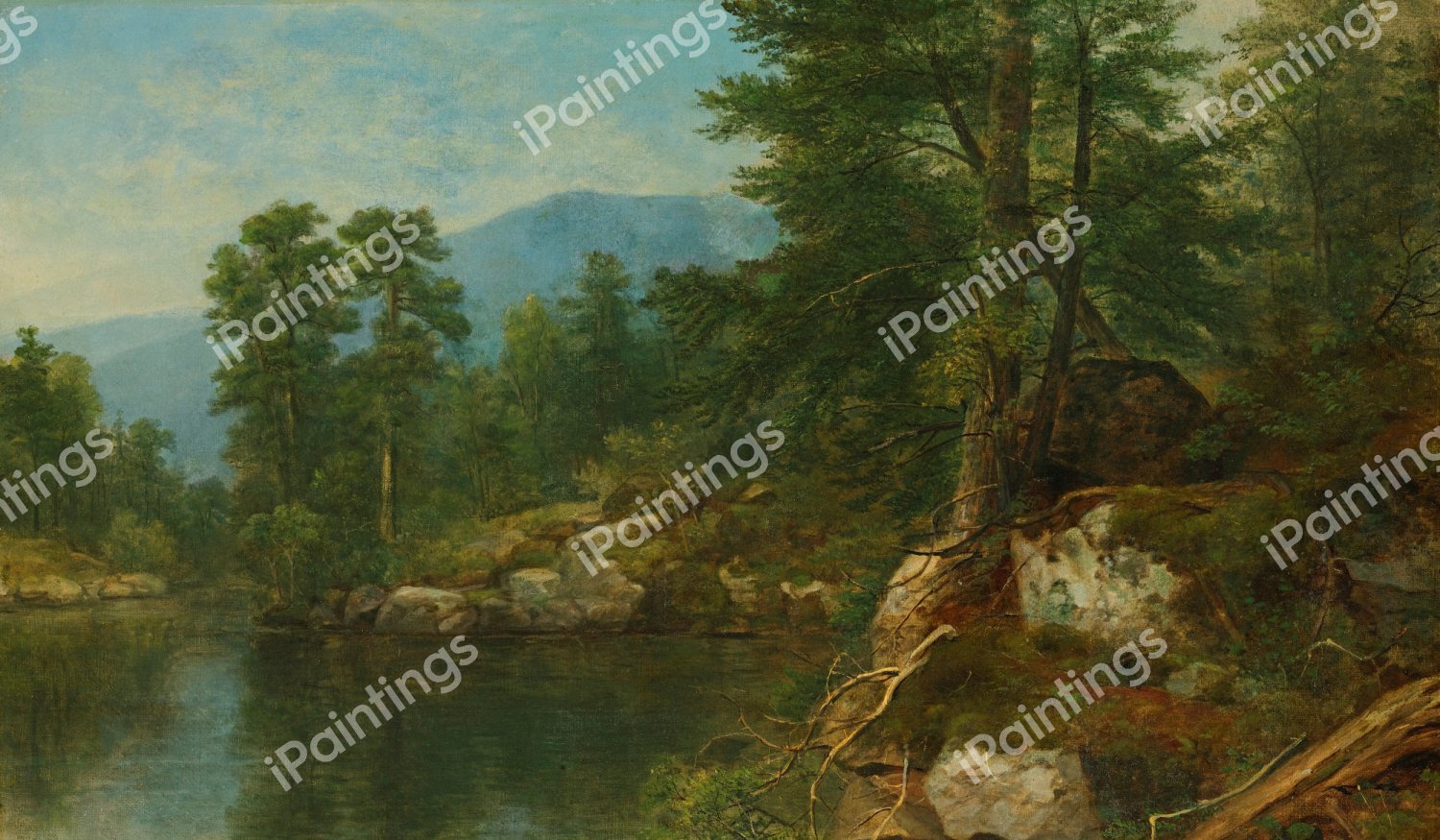 Woods by a River. The painting by Asher Brown Durand
