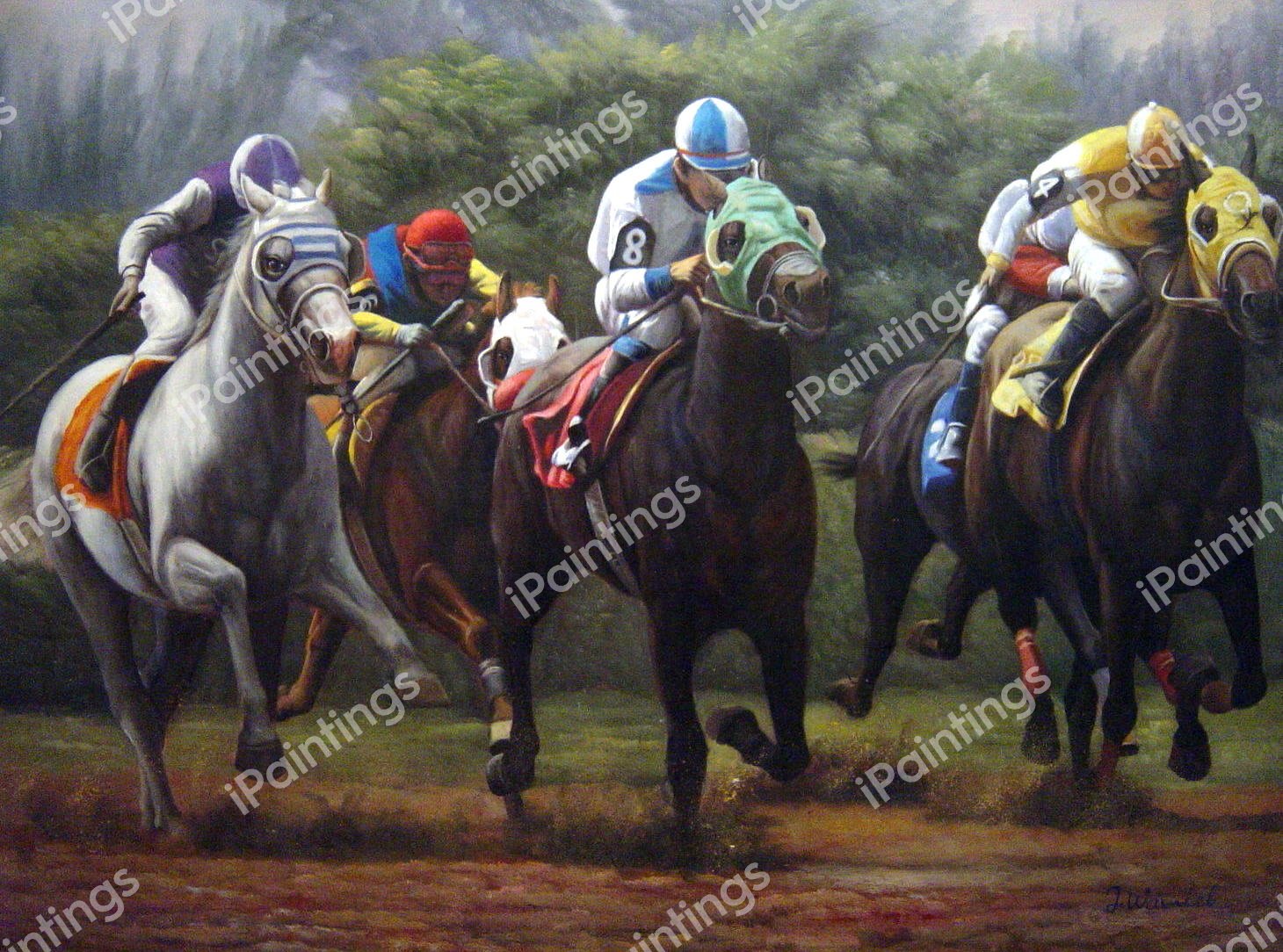 At The Home Stretch. The painting by Our Originals