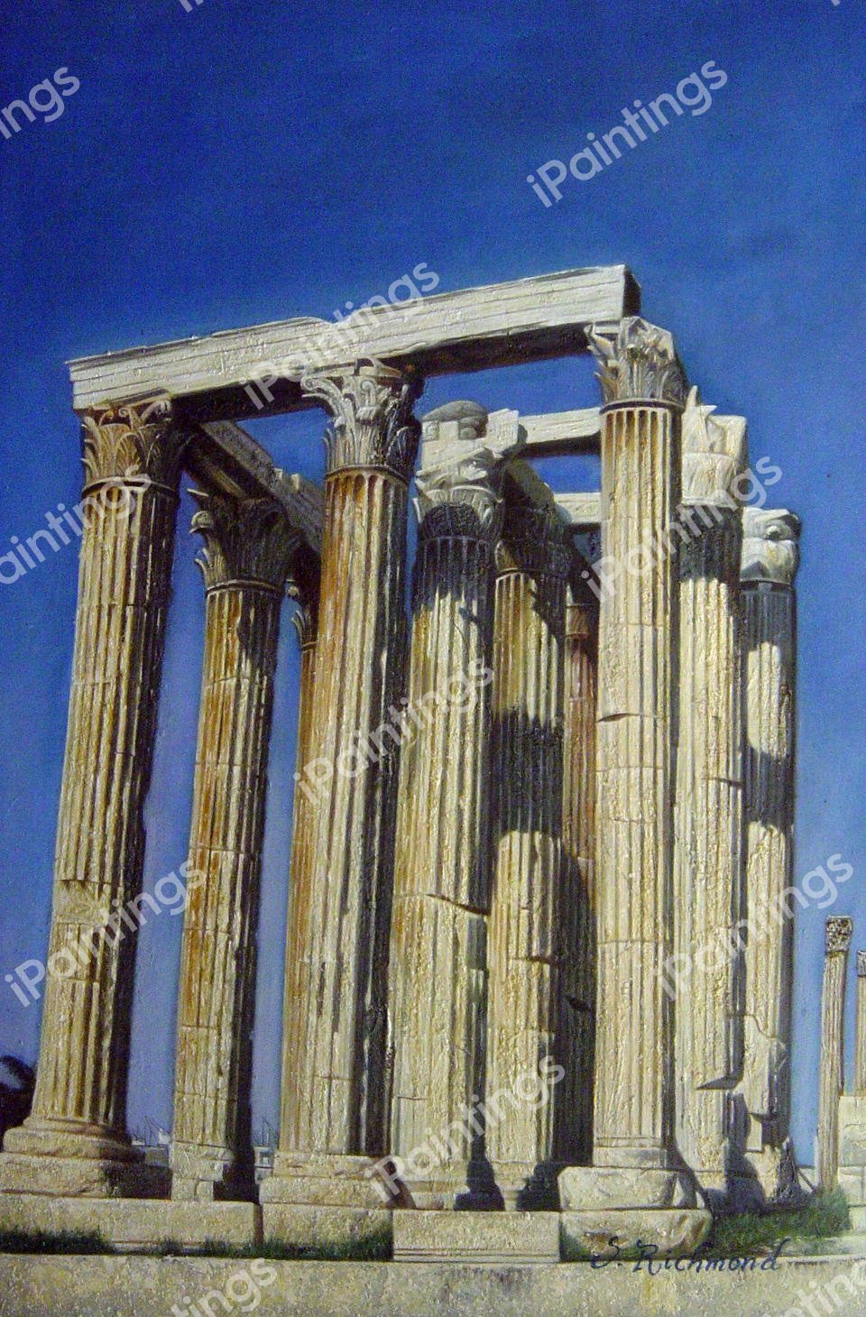 At The Temple Of Olympian Zeus- Athens, Greece. The painting by Our Originals
