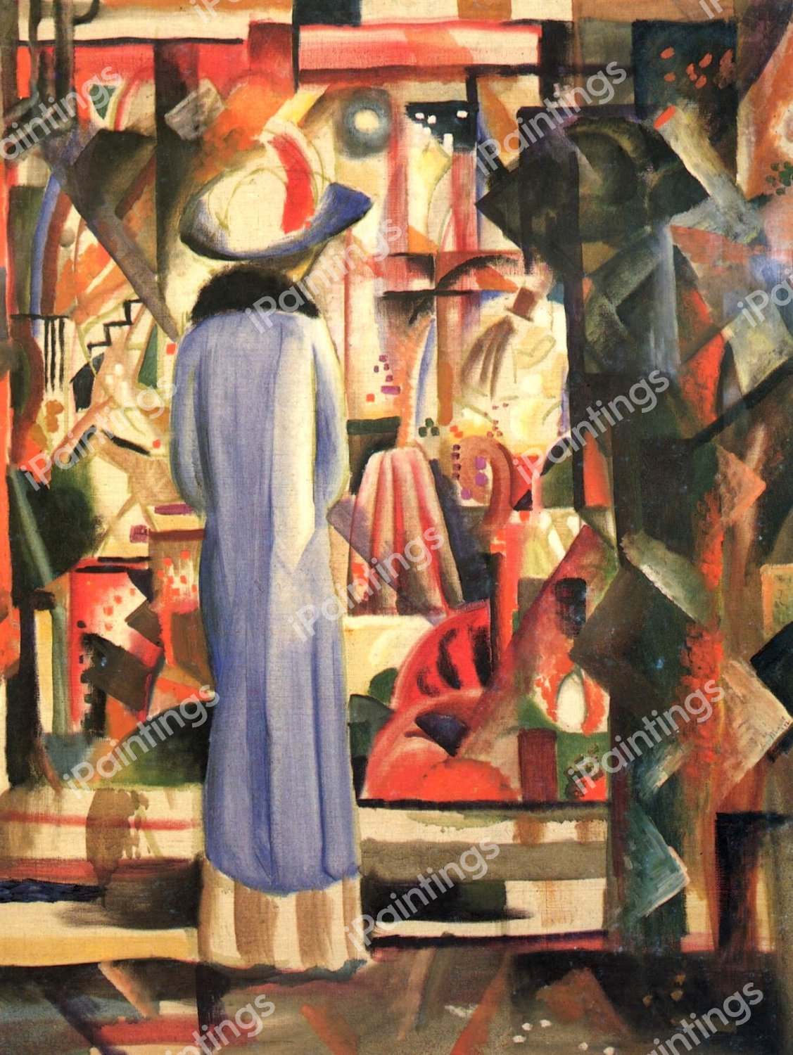 A Woman in Front of a Large Illuminated Window. The painting by August Macke
