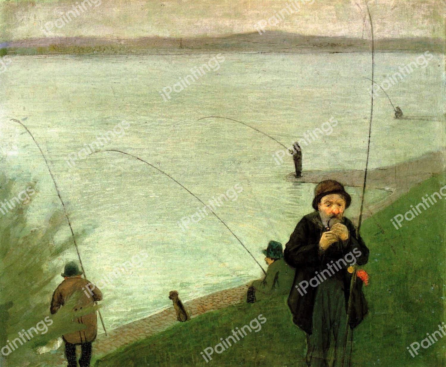 Anglers on the Rhine. The painting by August Macke