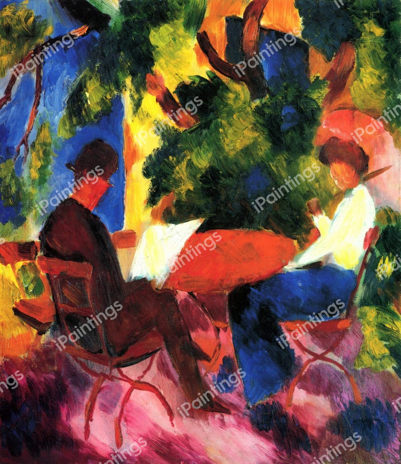 At the Garden Table. The painting by August Macke