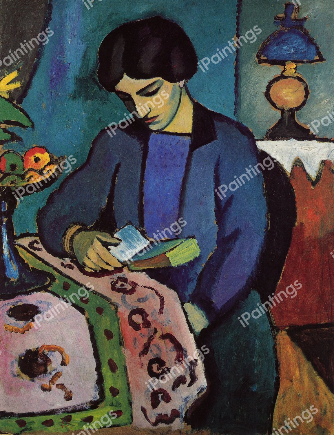 Blue Girl Reading. The painting by August Macke