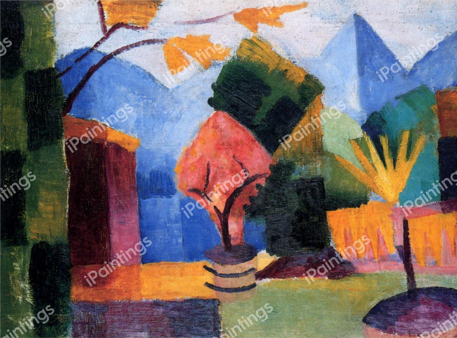 Garden on Lake Thun. The painting by August Macke