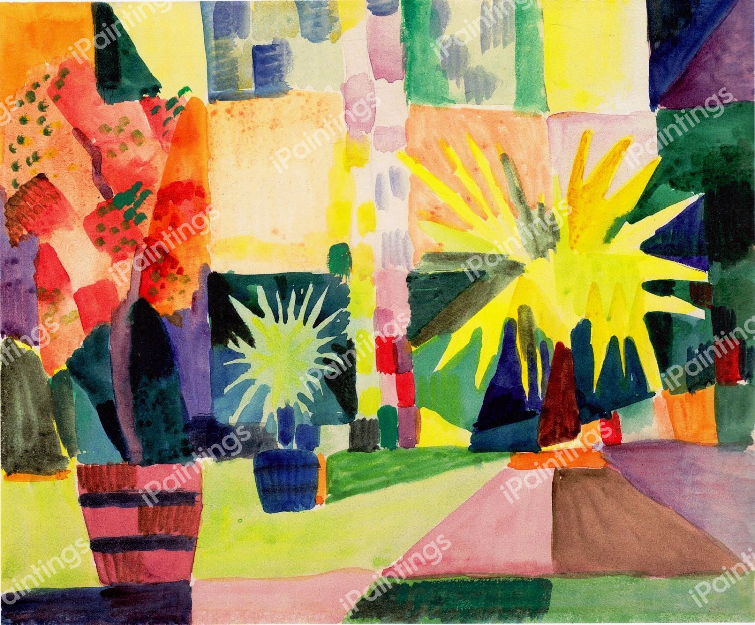 Garden on Lake Thun. The painting by August Macke