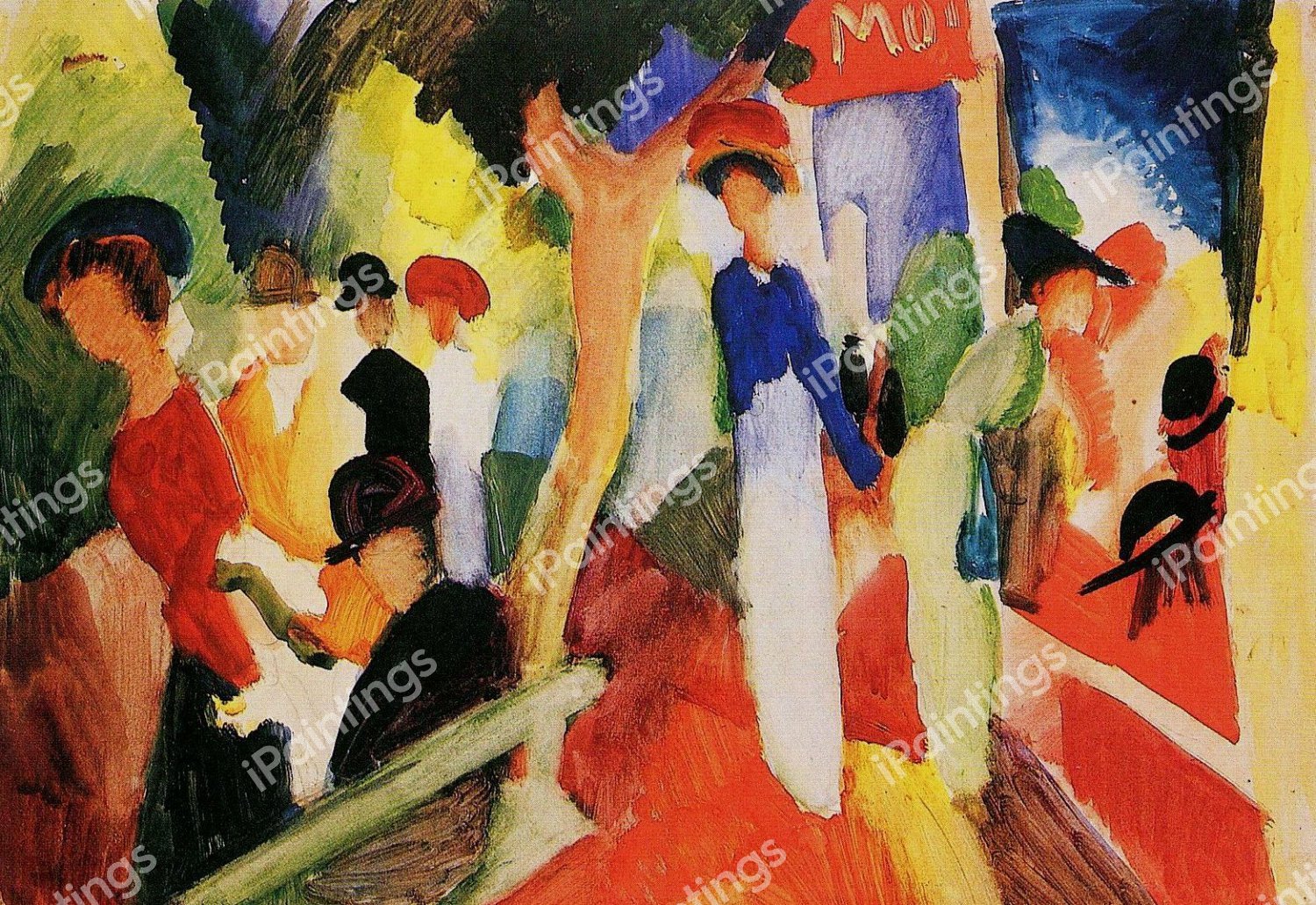 Hat Shop at the Promenade. The painting by August Macke