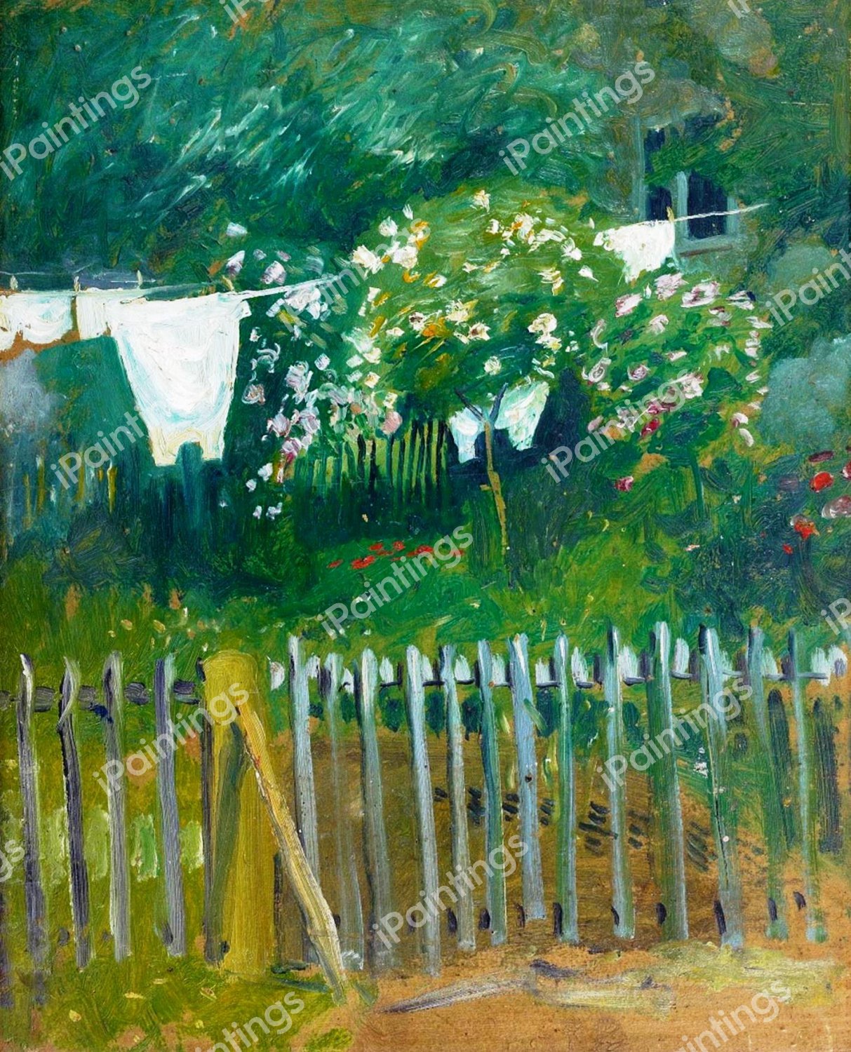 Laundry in Kandern. The painting by August Macke