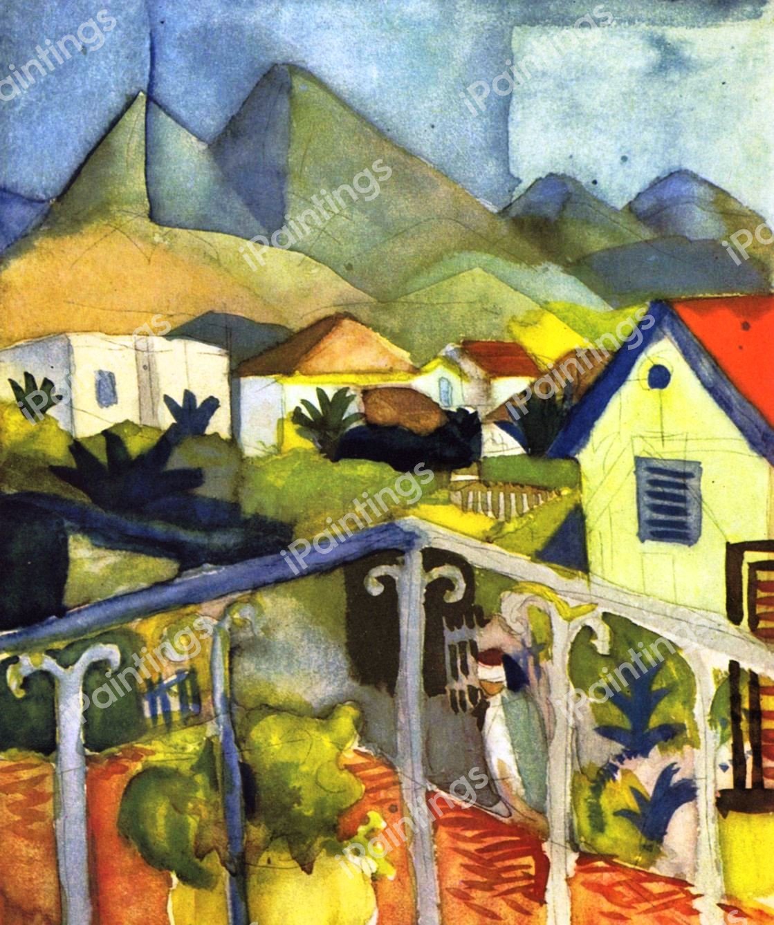St. Germain Near Tunis. The painting by August Macke