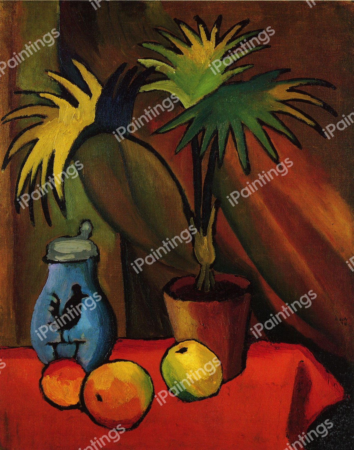 Still life with Palm. The painting by August Macke