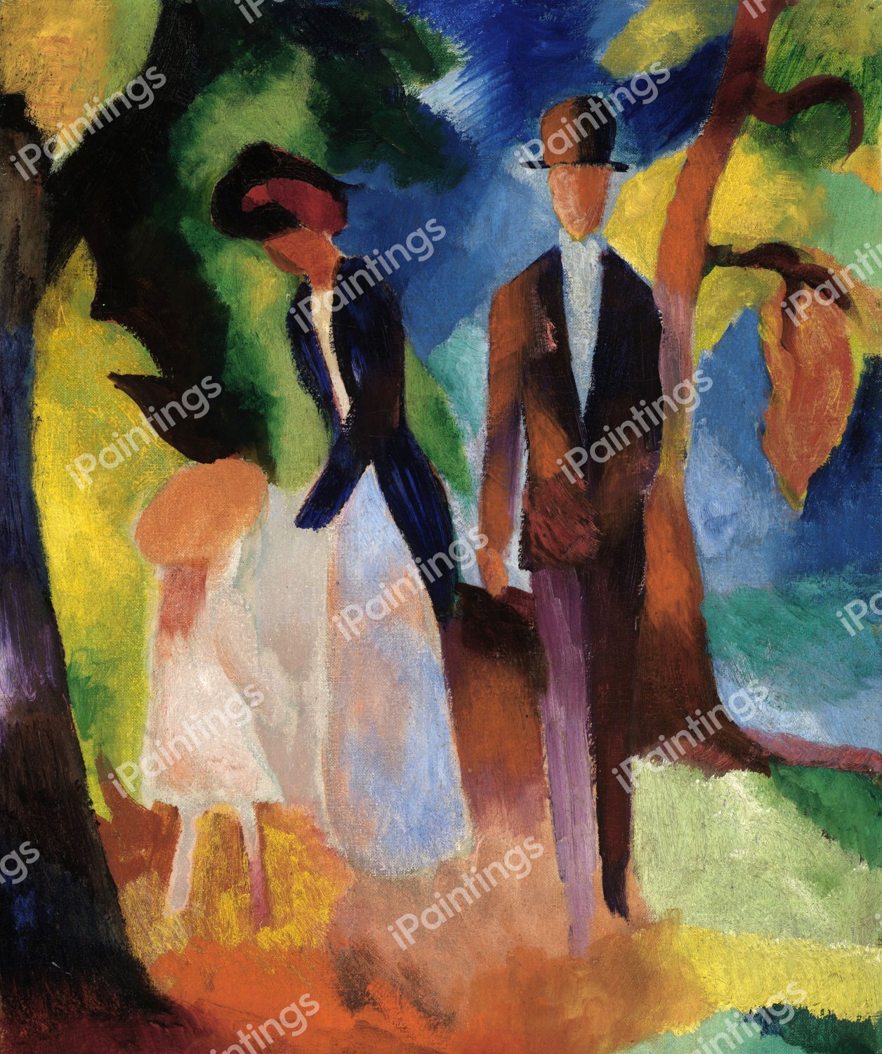 The People at the Blue Lake. The painting by August Macke
