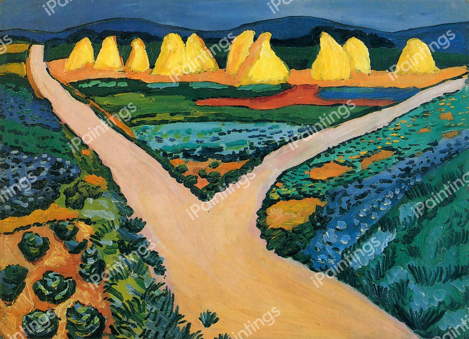 Vegetable Fields. The painting by August Macke