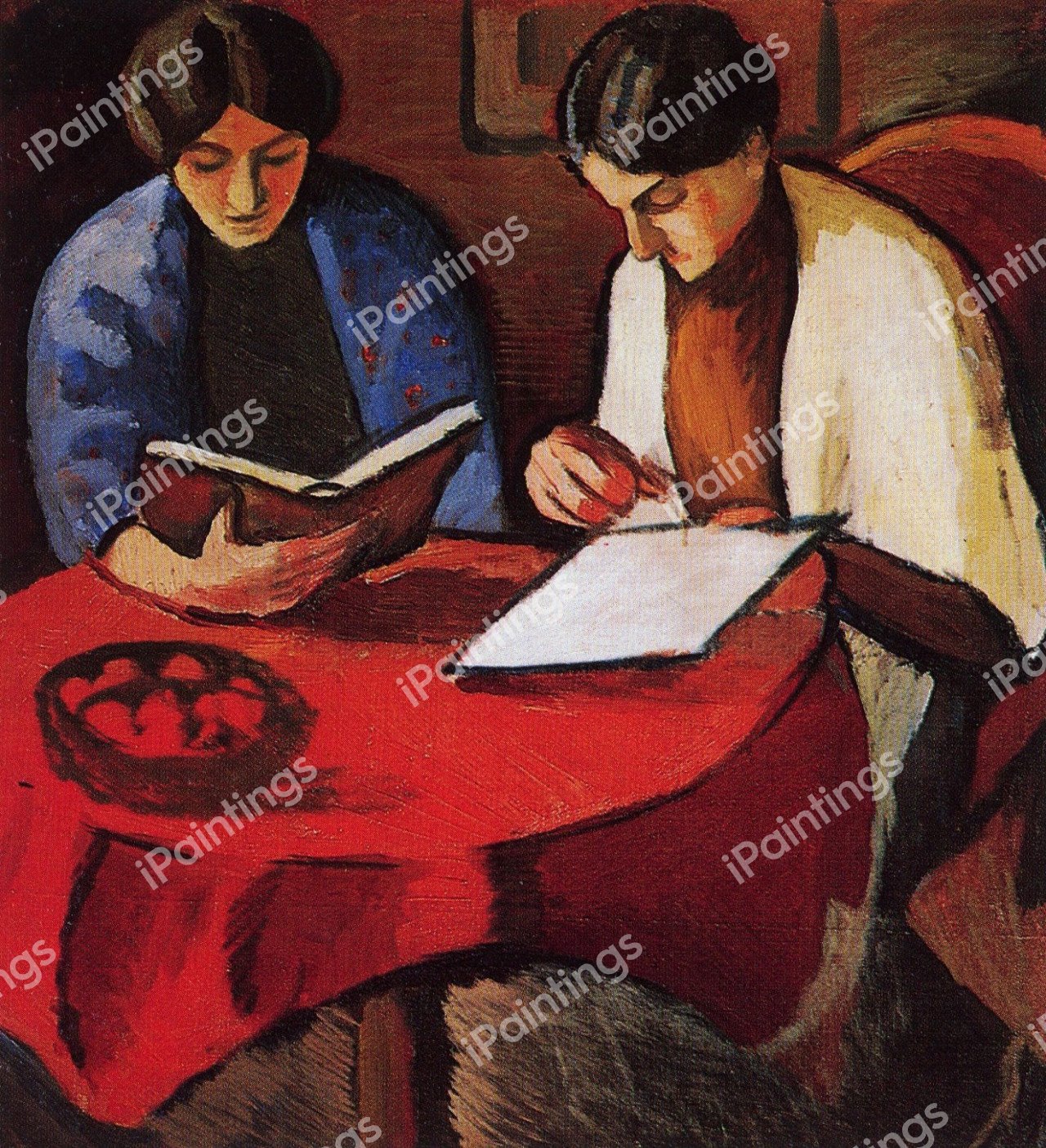 August Macke with his Wife Elisabeth. The painting by August Macke