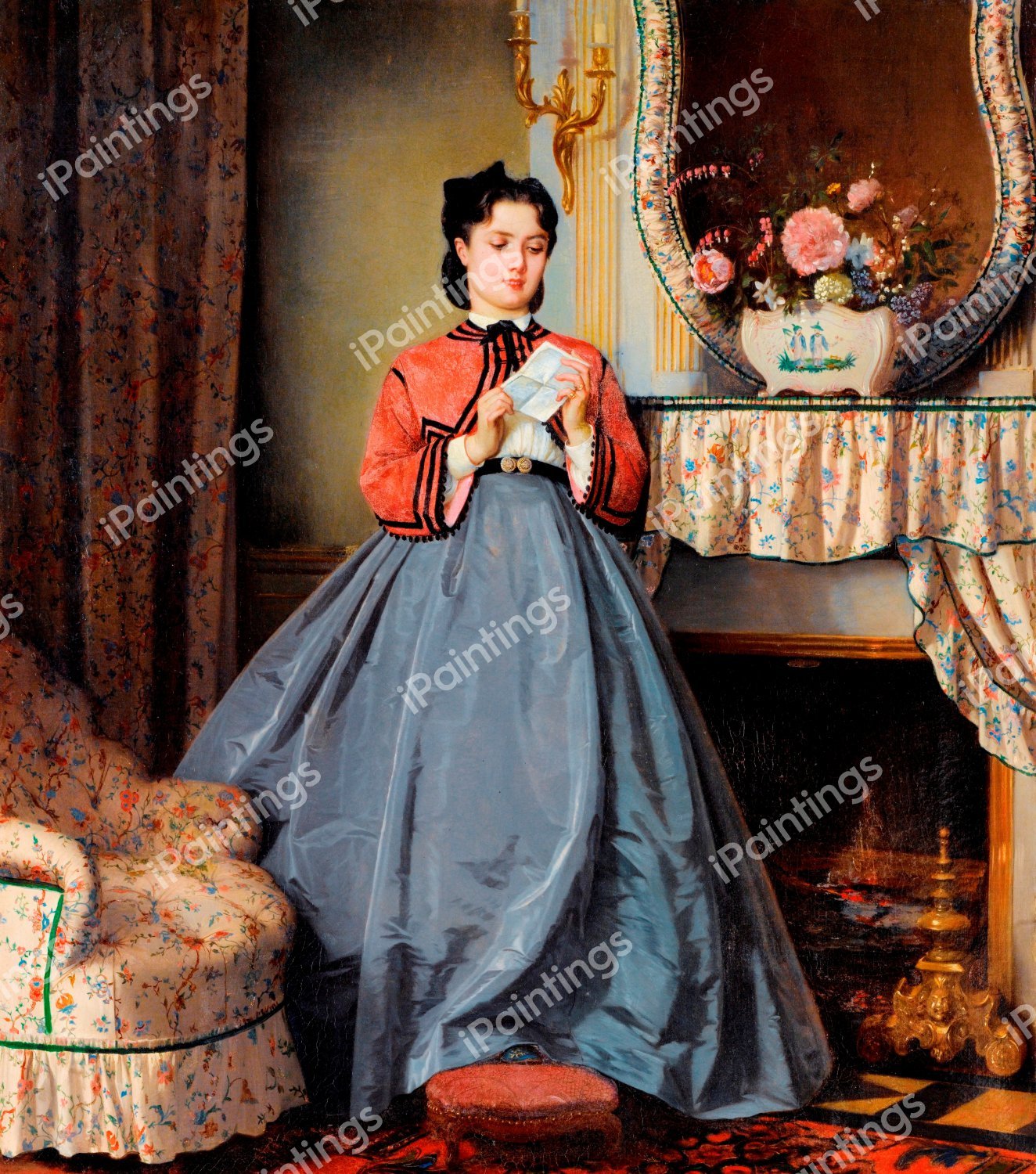 A Love Letter. The painting by Auguste Toulmouche