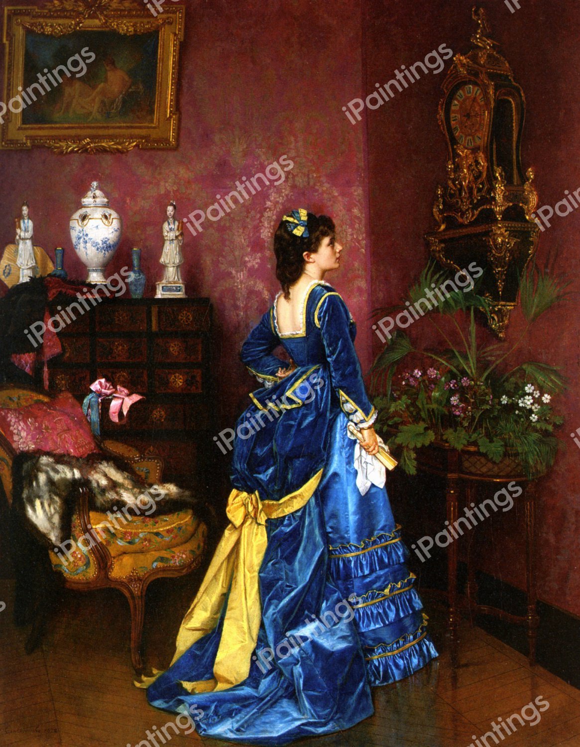 Le Robe Bleu. The painting by Auguste Toulmouche