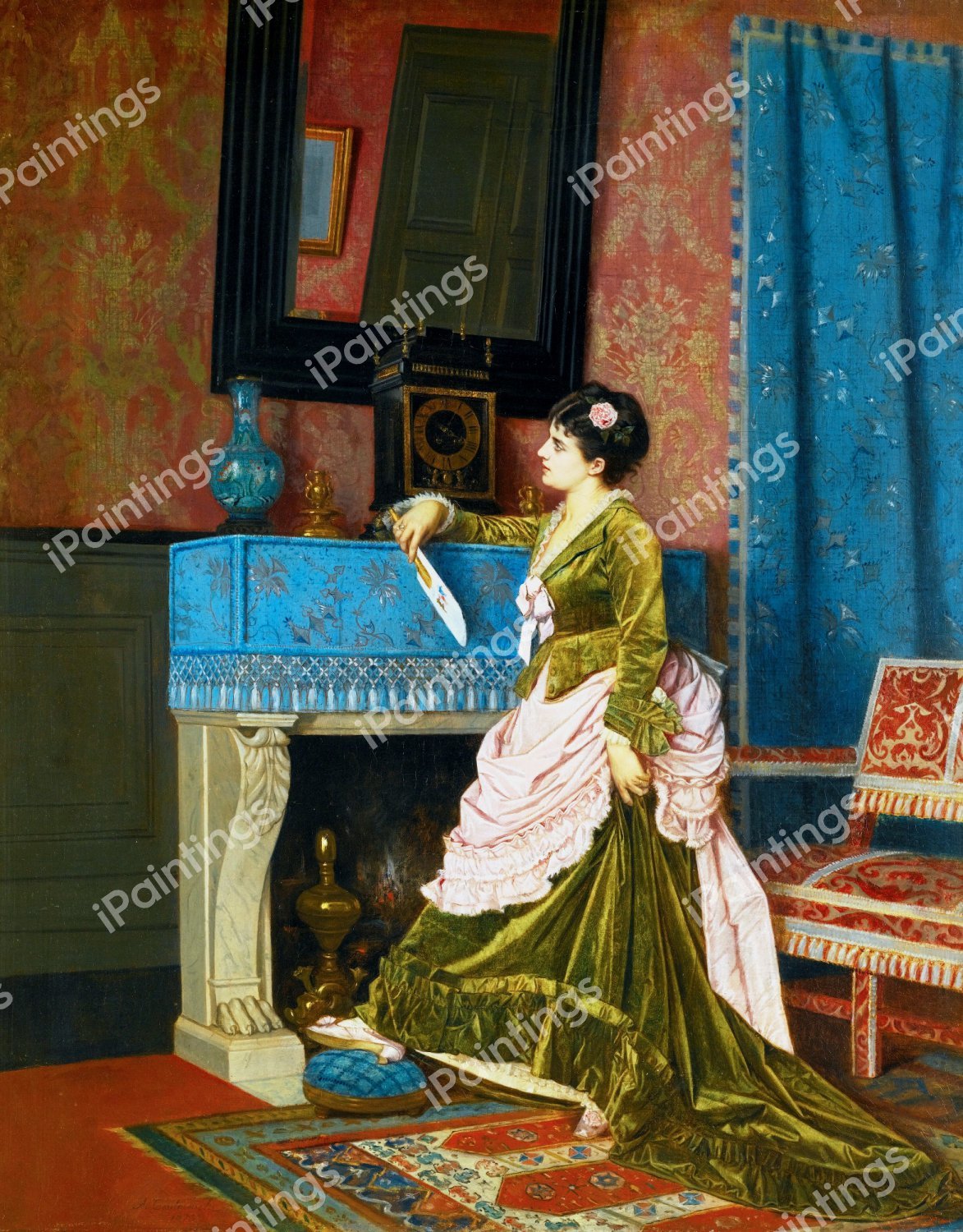 The Letter of Love. The painting by Auguste Toulmouche
