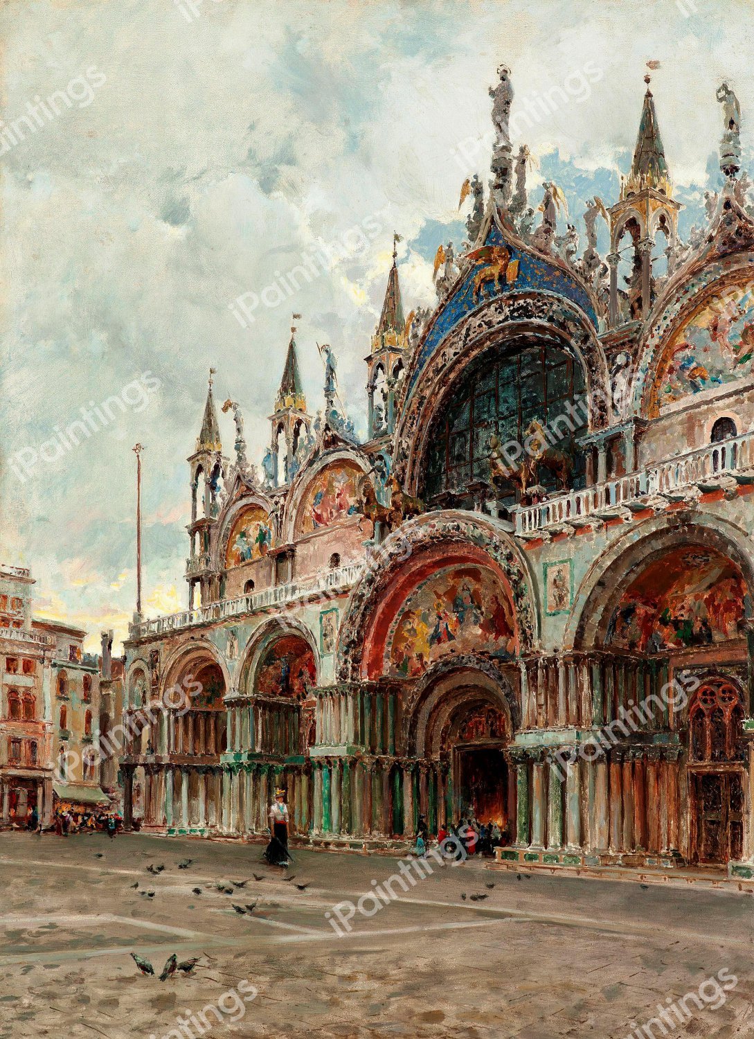 San Marco Venice. The painting by Augusto E. Lovatti