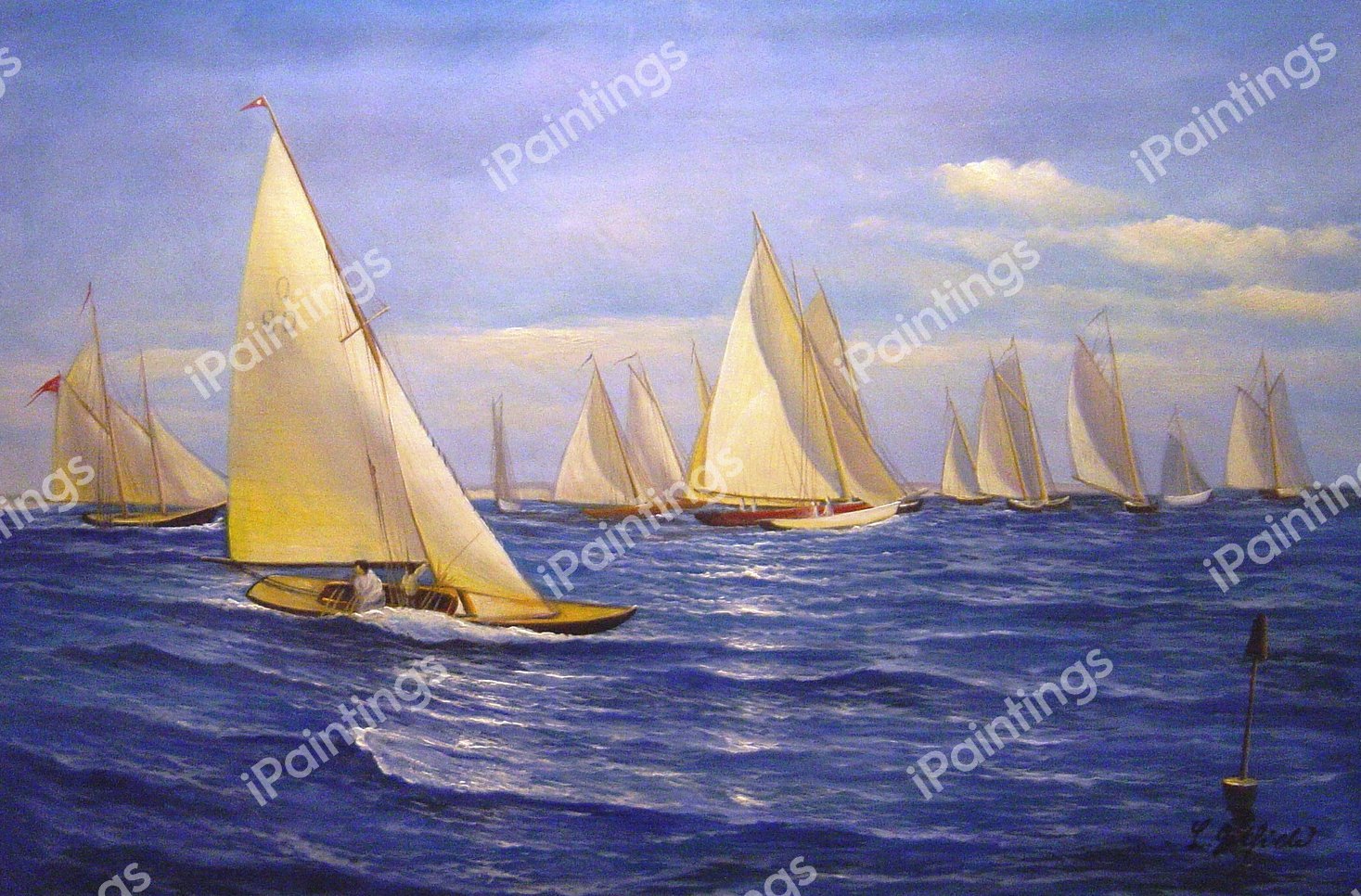 The Race. The painting by Axel Johansen