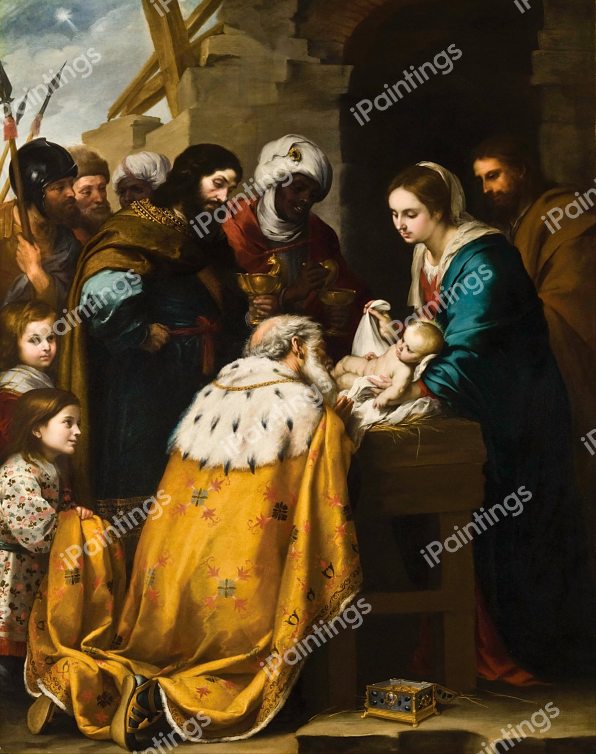 Adoration of the Magi. The painting by Bartolome Esteban Murillo
