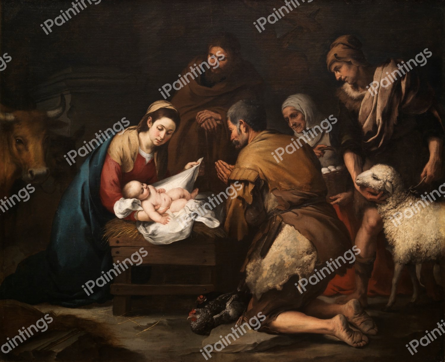 Adoration of the Shepherds. The painting by Bartolome Esteban Murillo