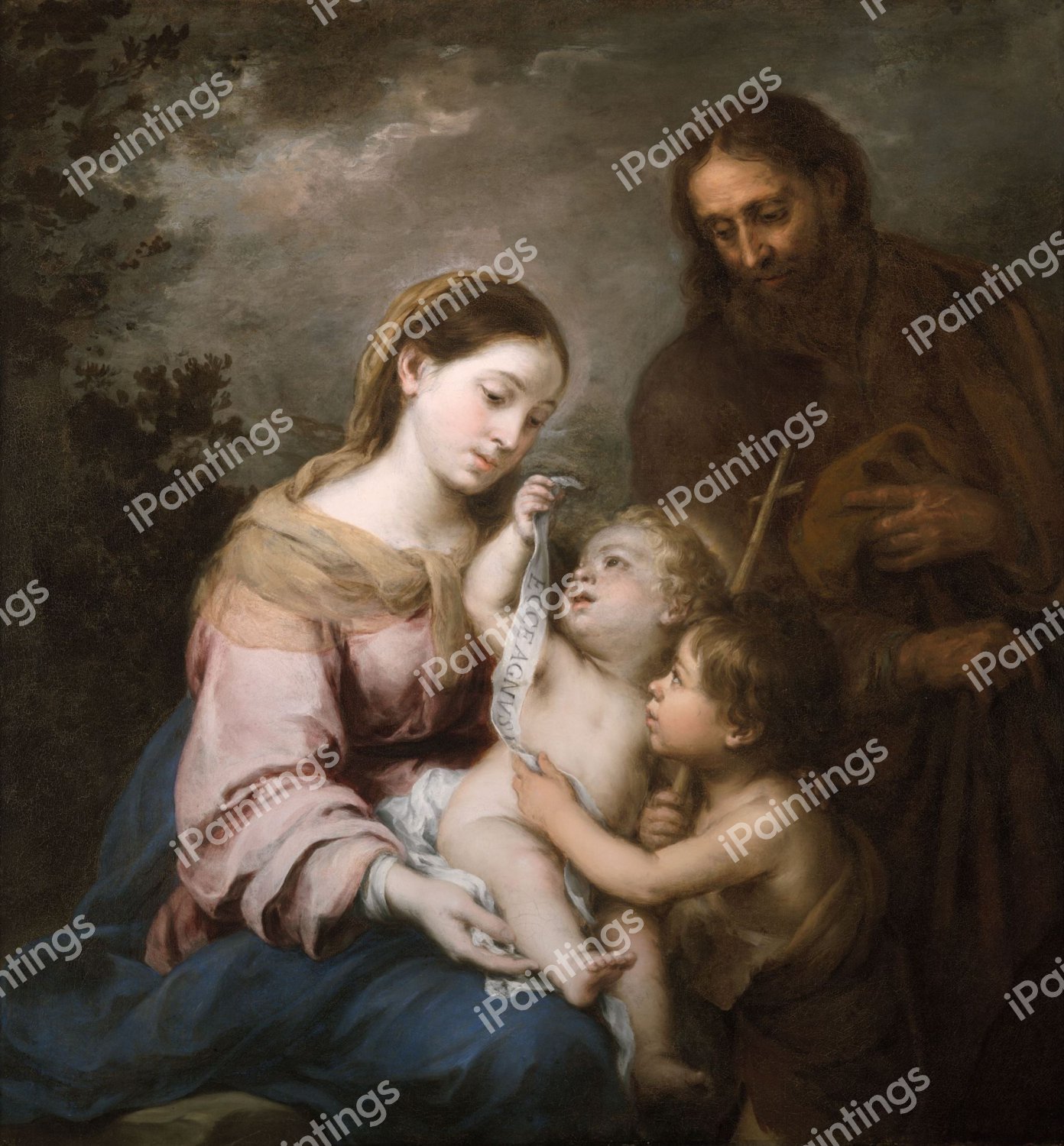 Holy Family with Infant Saint John. The painting by Bartolome Esteban Murillo