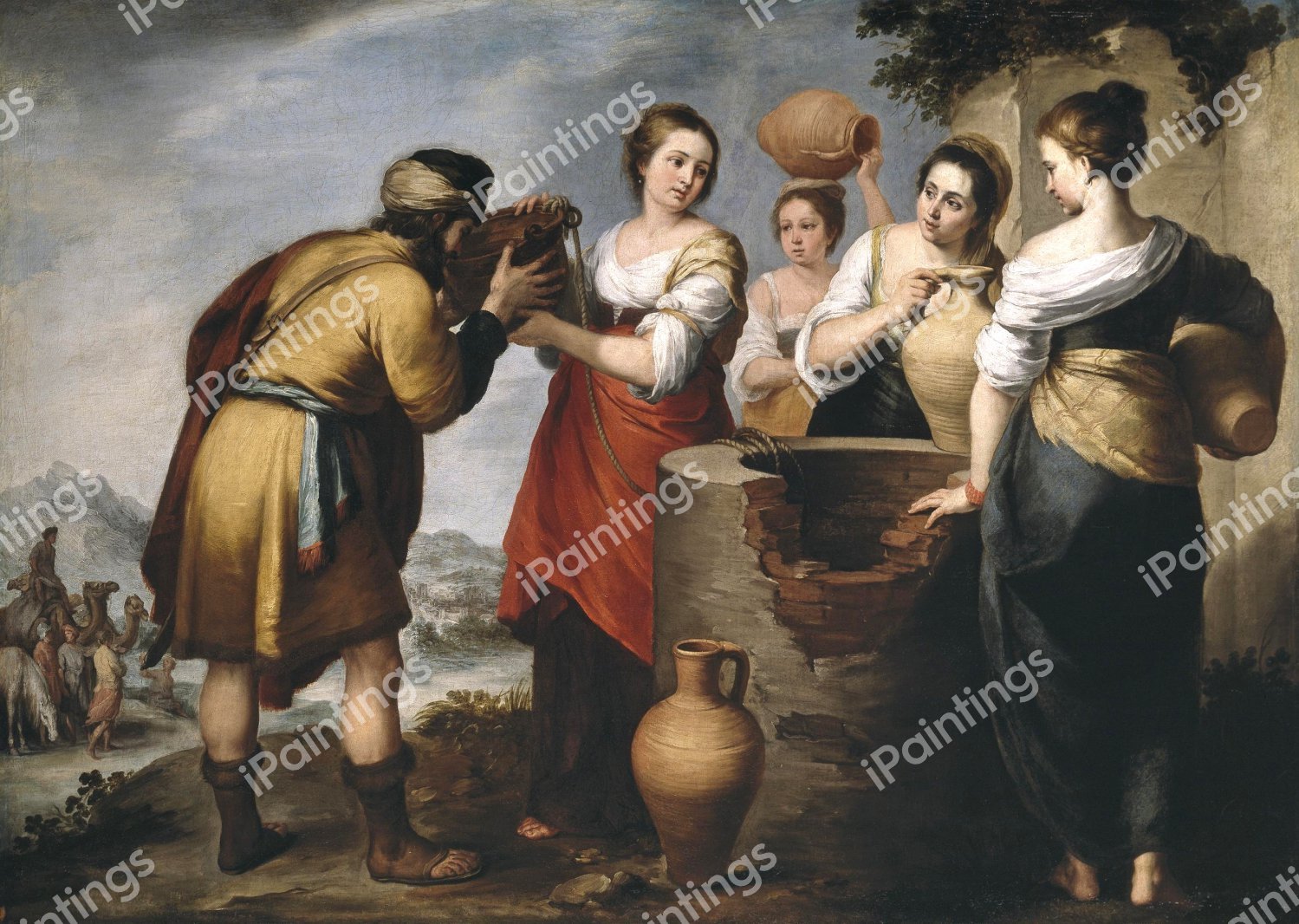 Rebecca and Eliezer. The painting by Bartolome Esteban Murillo