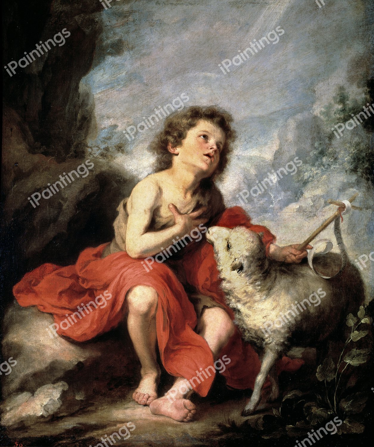 The Infant Saint John the Baptist. The painting by Bartolome Esteban Murillo
