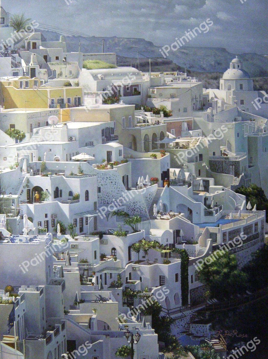 Beautiful Santorini, Greece. The painting by Our Originals