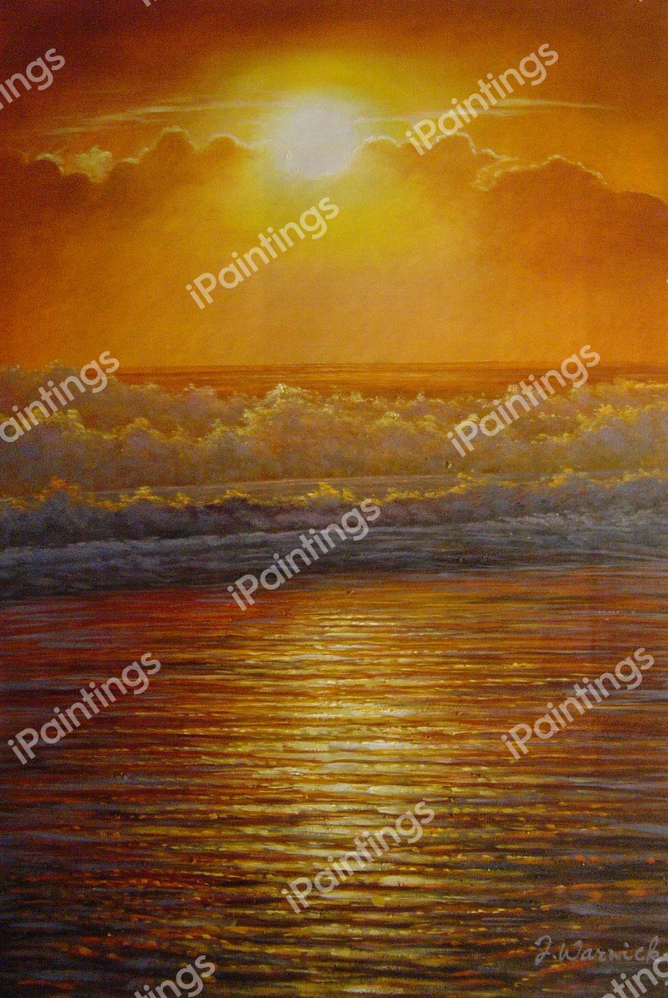 Beautiful Sunset Over The Ocean. The painting by Our Originals