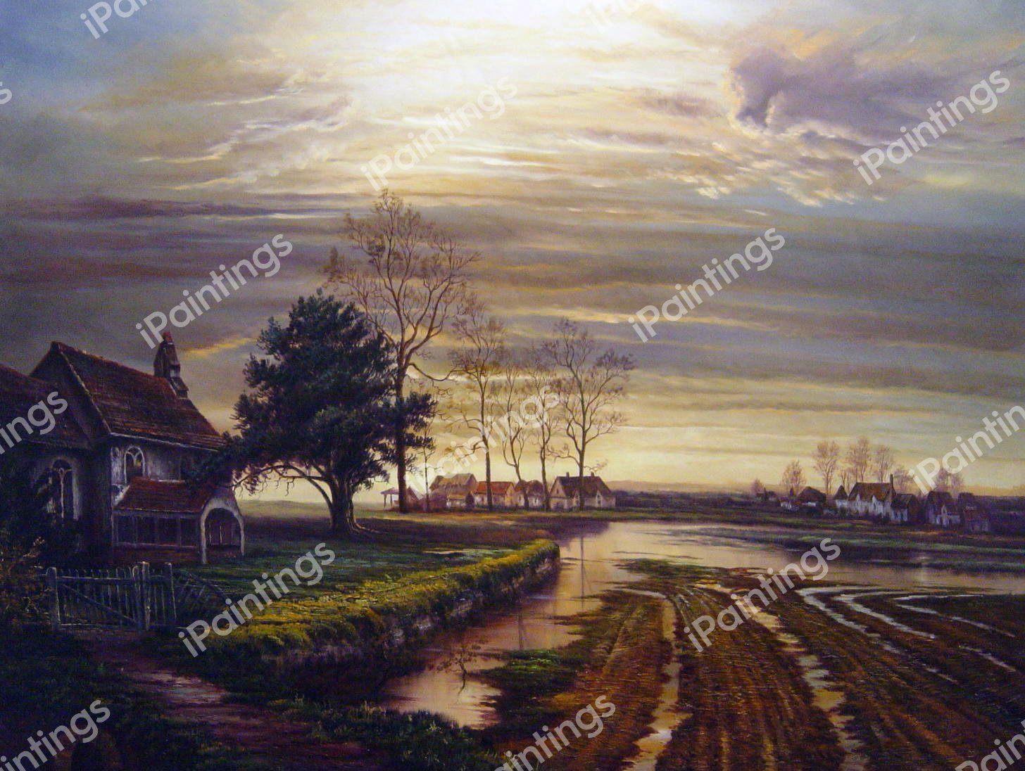 Burnished Sky. The painting by Benjamin Williams Leader