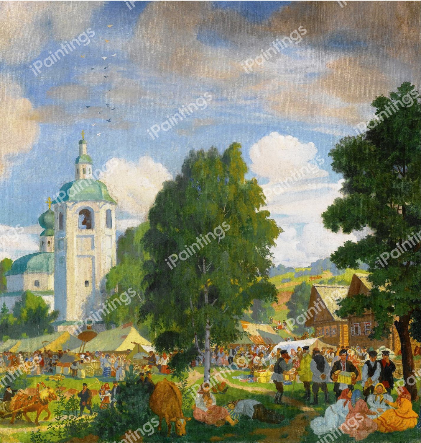 A Village Fair, 1920. The painting by Boris Mikhailovich Kustodiev