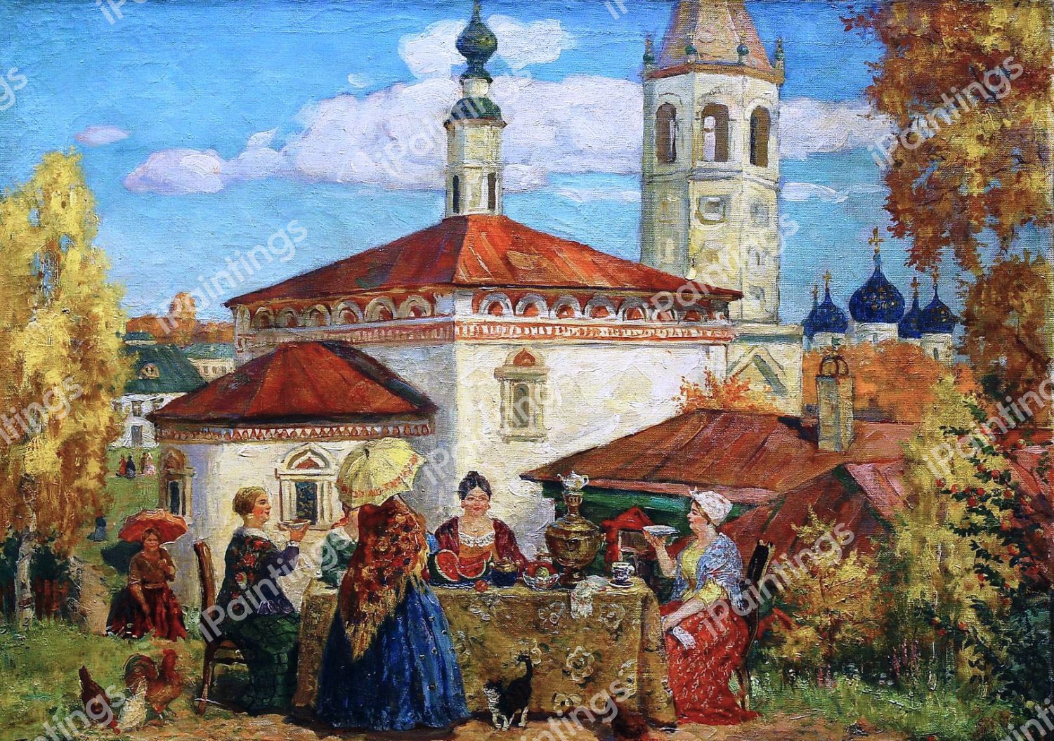 At the Old Suzdal, 1914. The painting by Boris Mikhailovich Kustodiev