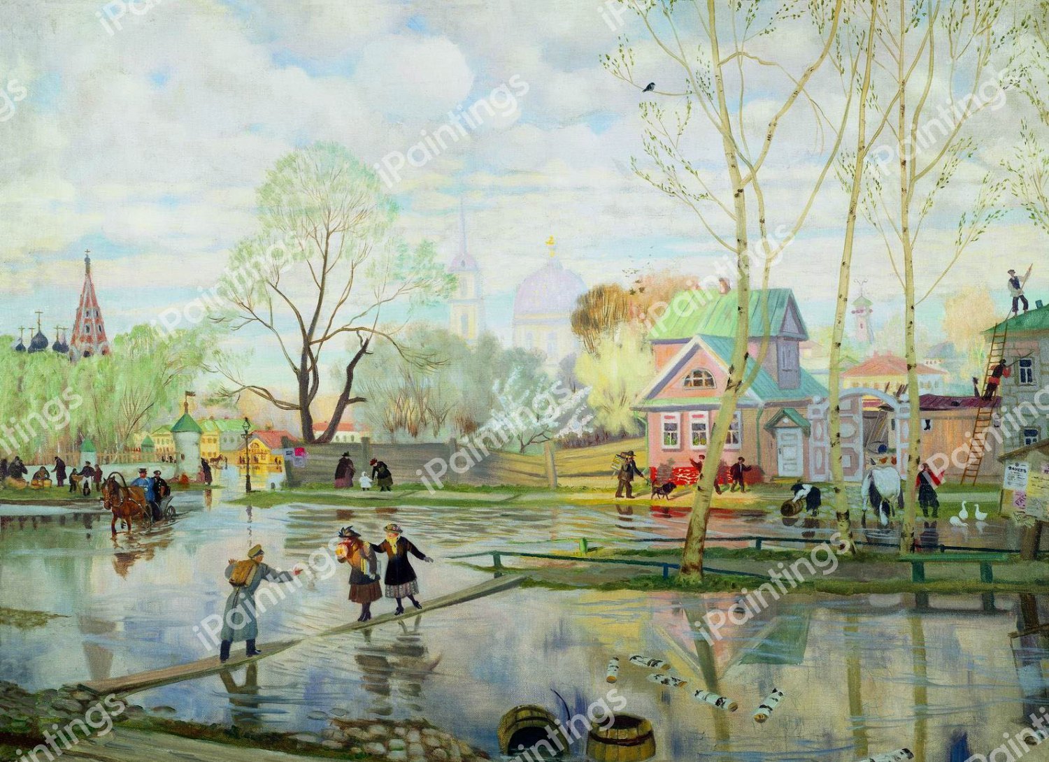 Spring, 1921. The painting by Boris Mikhailovich Kustodiev