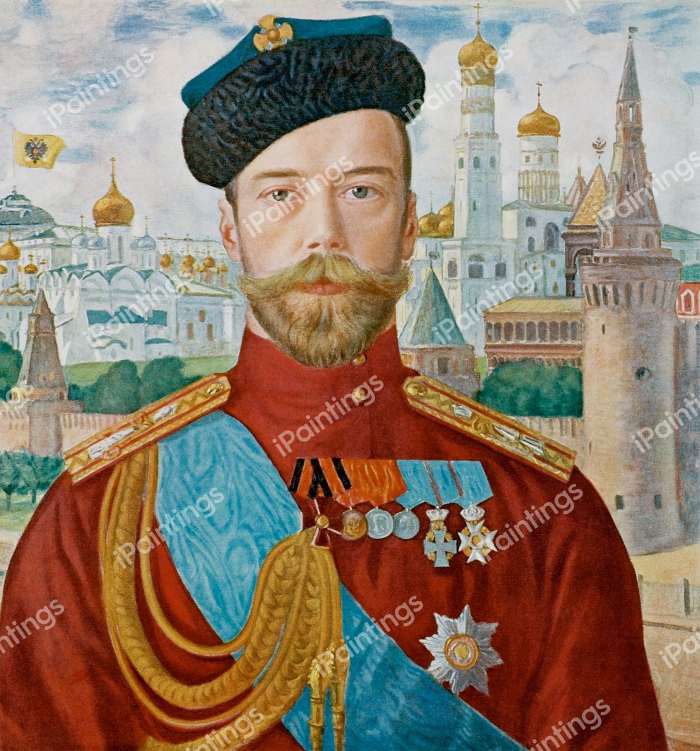 Tsar Nicholas II, 1915 . The painting by Boris Mikhailovich Kustodiev