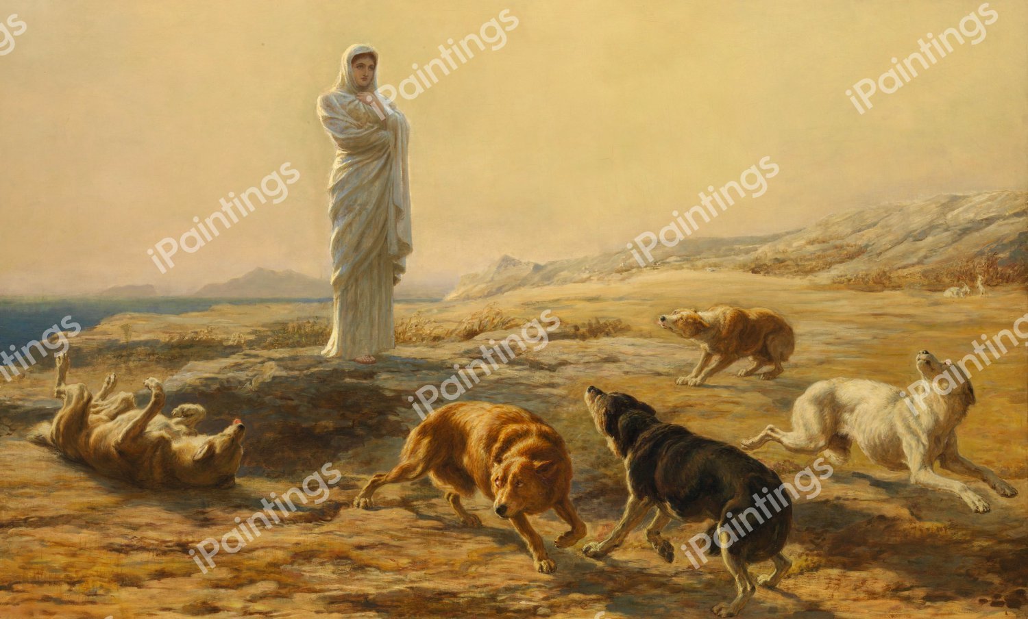 Pallas Athena and the Herdsman's Dogs. The painting by Briton Riviere