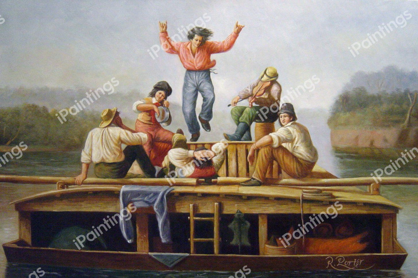 The Jolly Flatboatmen. The painting by Caleb Bingham