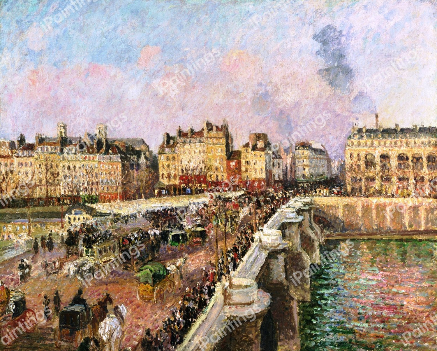 Afternoon Sunshine, Pont Neuf. The painting by Camille Pissarro