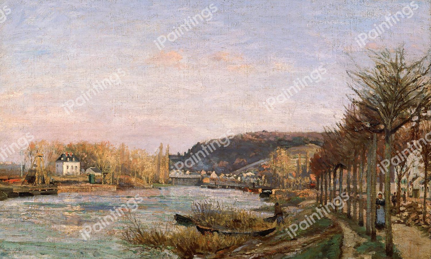 Along the Seine at Bougival. The painting by Camille Pissarro