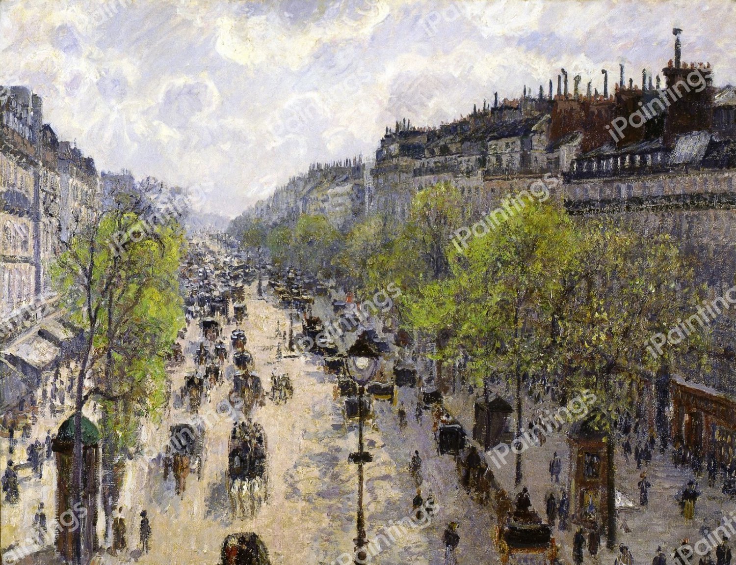 Boulevard Montmartre, Spring. The painting by Camille Pissarro