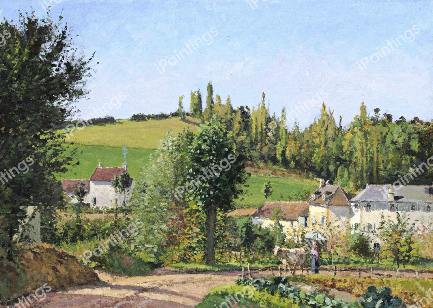 Hameau aux Environs de Pontoise. The painting by Camille Pissarro