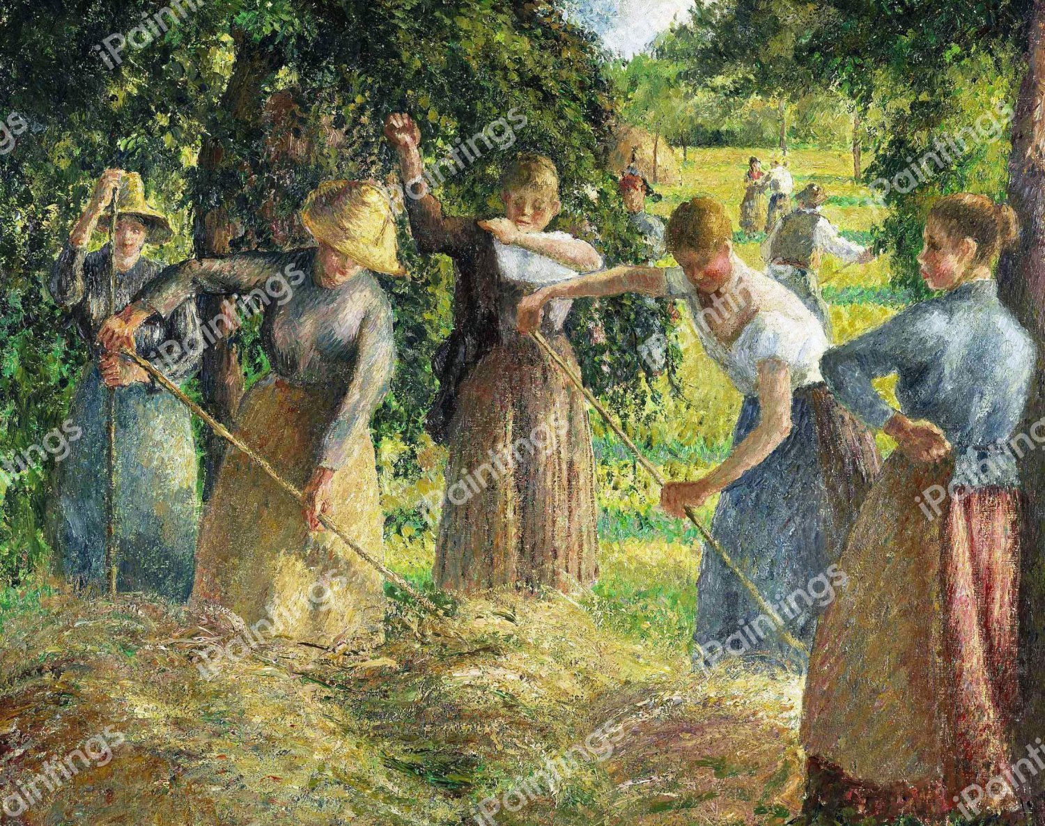 Hay Harvest at Eragny. The painting by Camille Pissarro