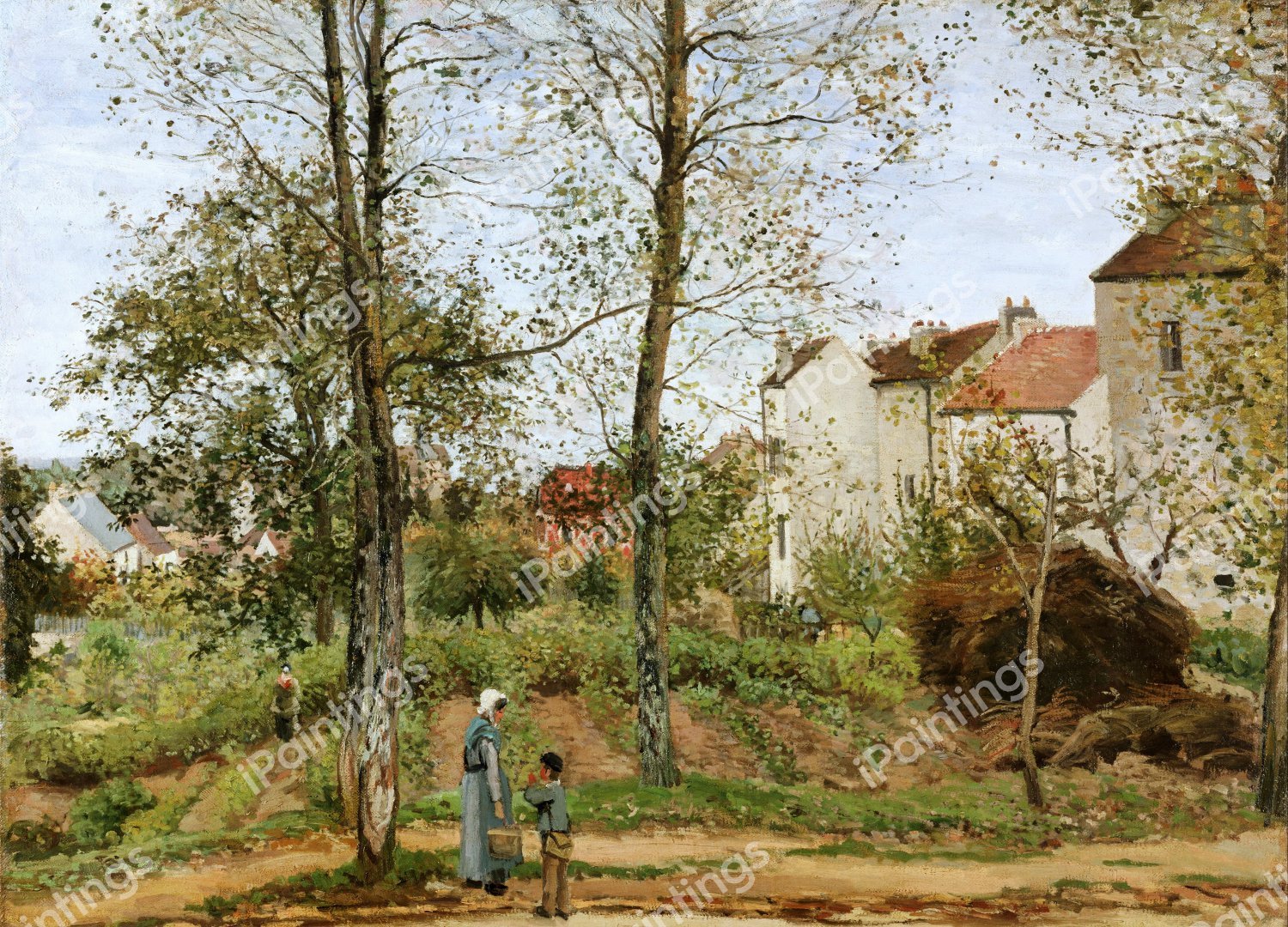 Houses at Bougival (Autumn). The painting by Camille Pissarro