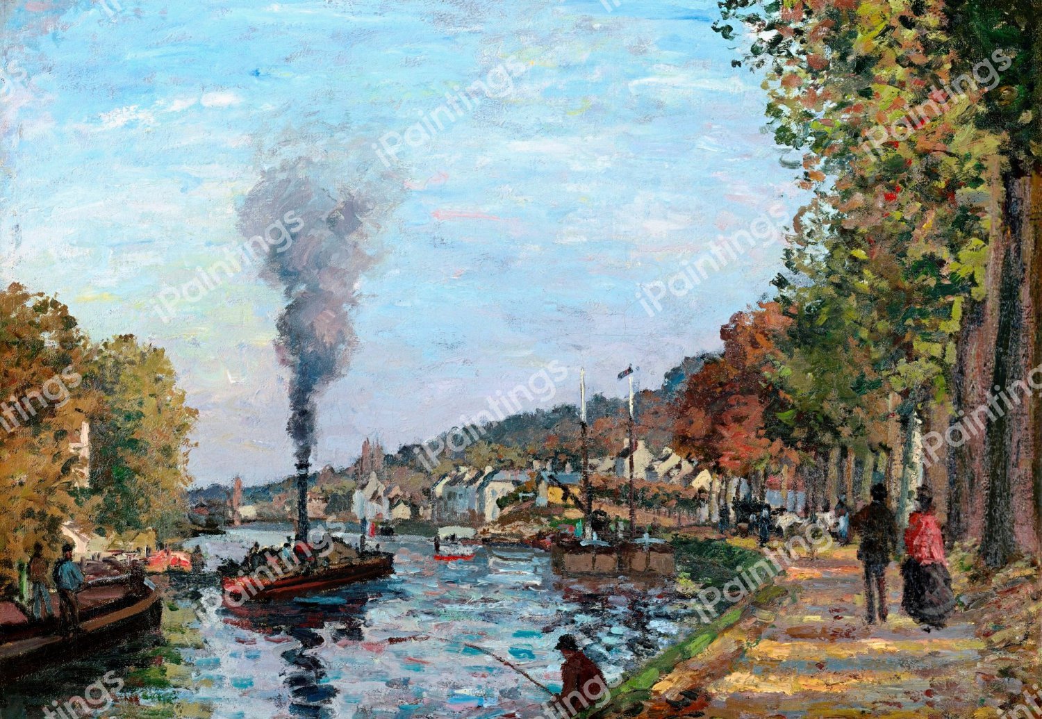 La Seine a Bougival. The painting by Camille Pissarro