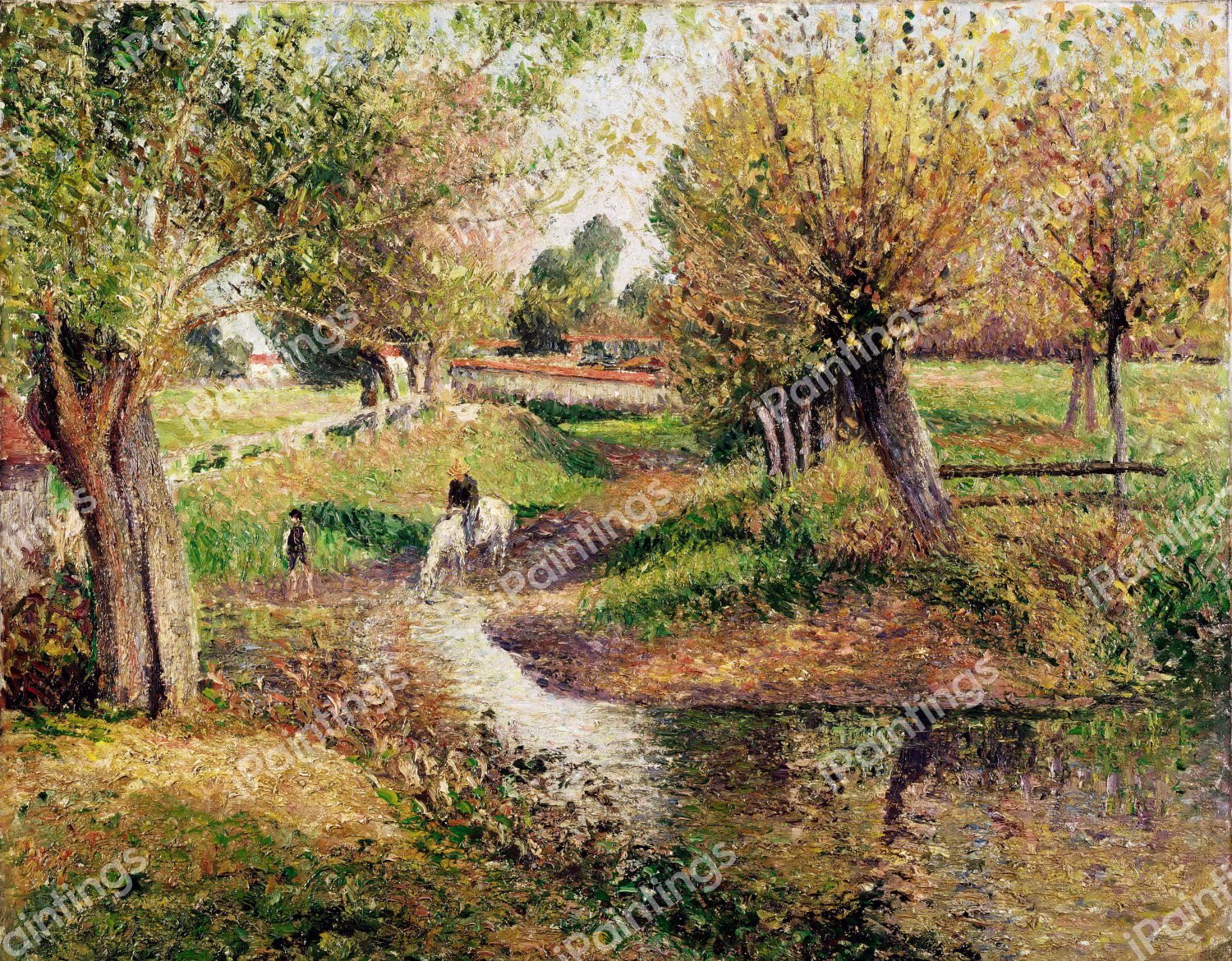 L'Abreuvoir, Eragny. The painting by Camille Pissarro