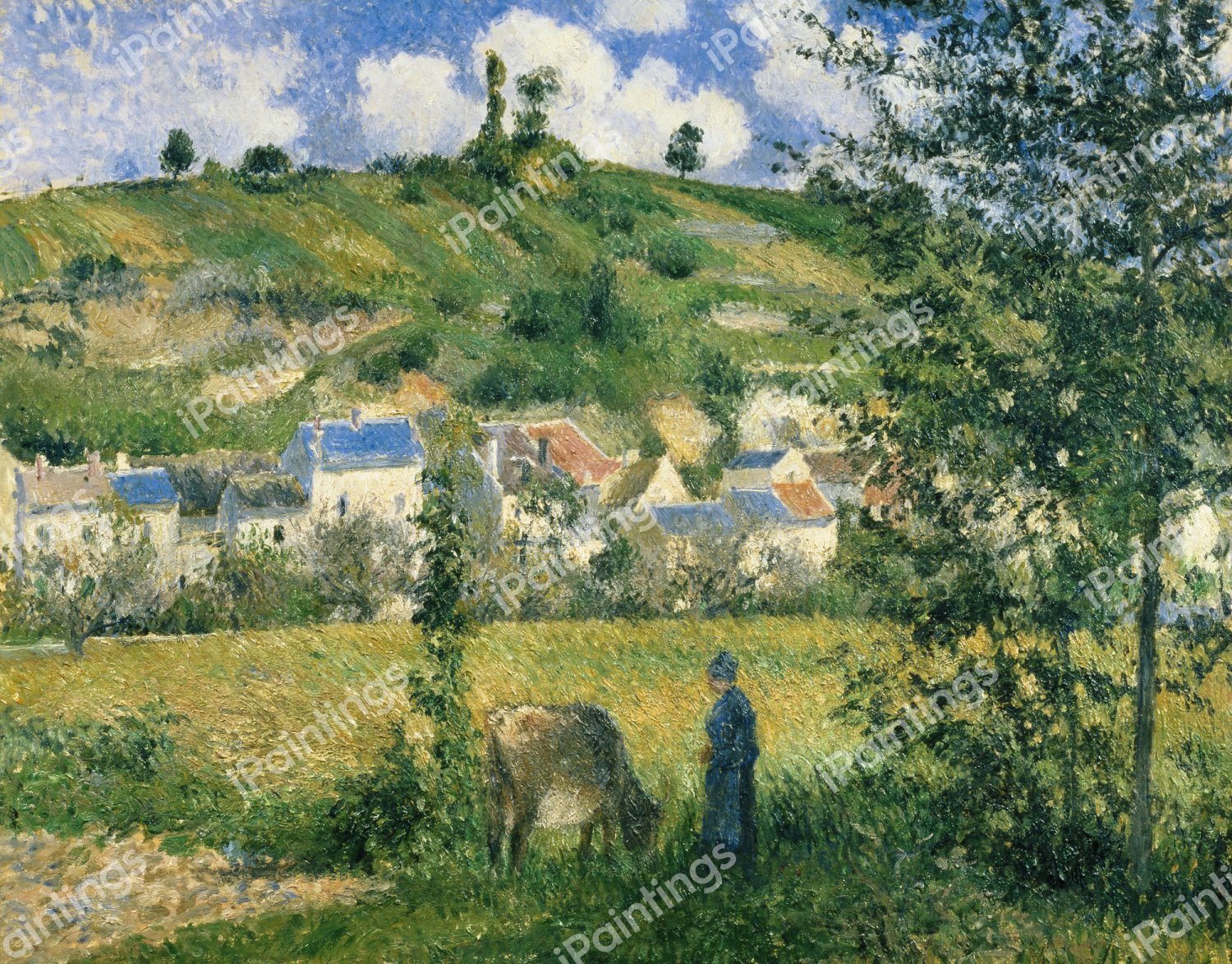 Landscape at Chaponval. The painting by Camille Pissarro
