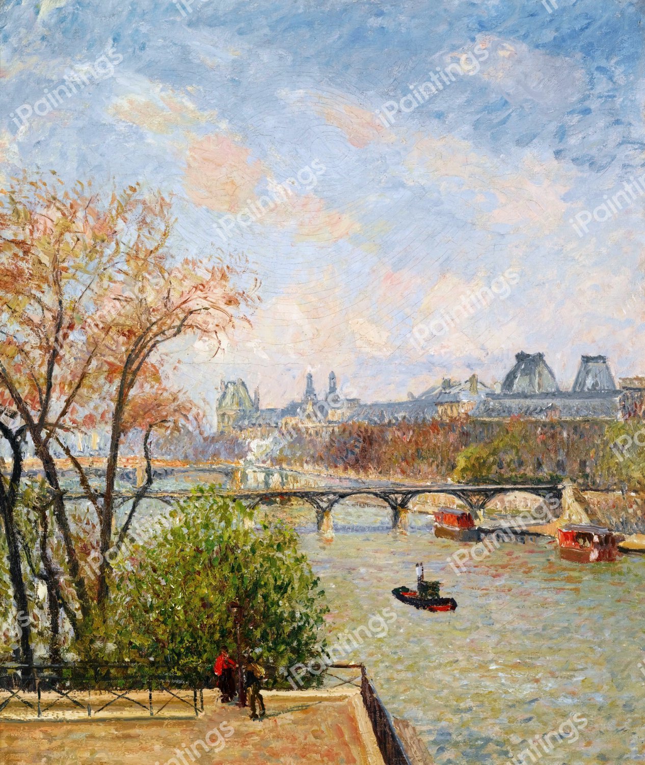 Le Lourve, Matin, Printemps. The painting by Camille Pissarro