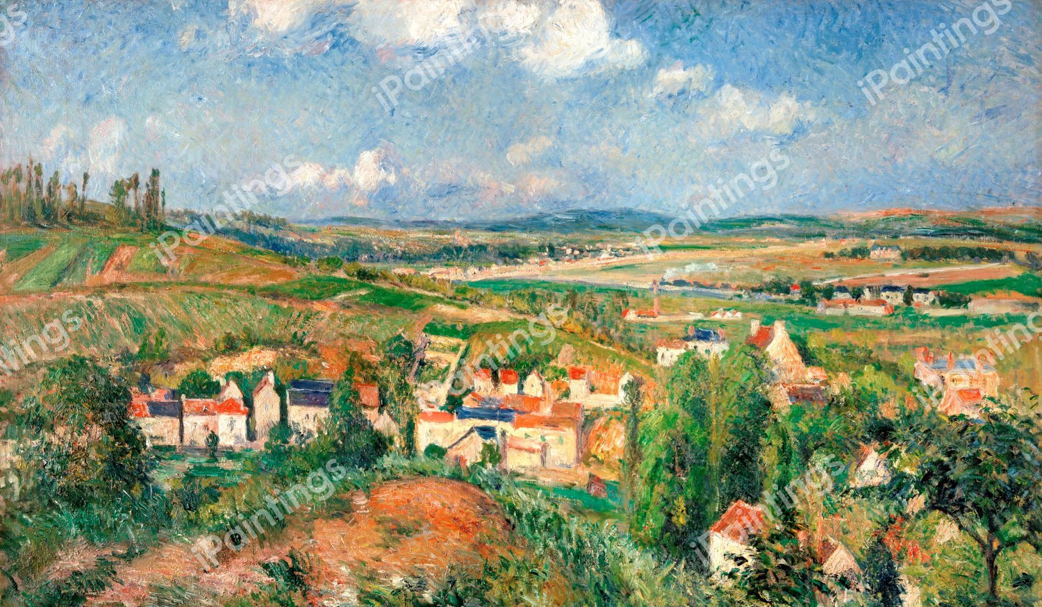 L'Hermitage en Ete, Pontoise. The painting by Camille Pissarro